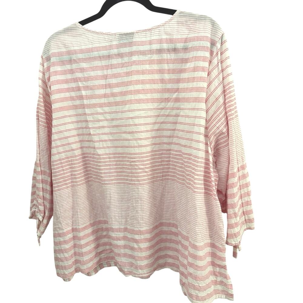 Habitat Cotton Blend Blouse Top Boxy Fit Pink & White Stripe XXL Boho Lagenlook - Picture 5 of 8